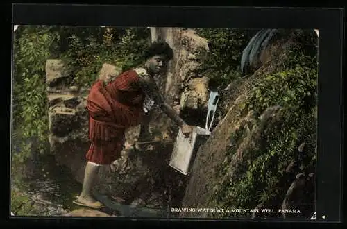 AK Panama, Drawing Water at a Mountain Well