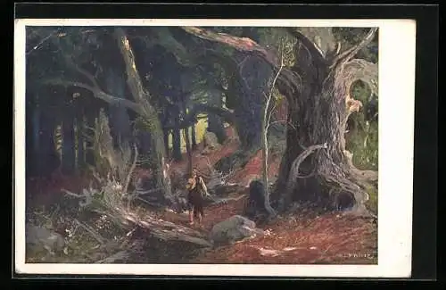 Künstler-AK Siegfried allein im Wald, Nibelungen