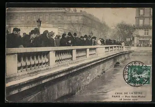 AK Paris, Crue de la Seine, Pont Saint-Michel 1910