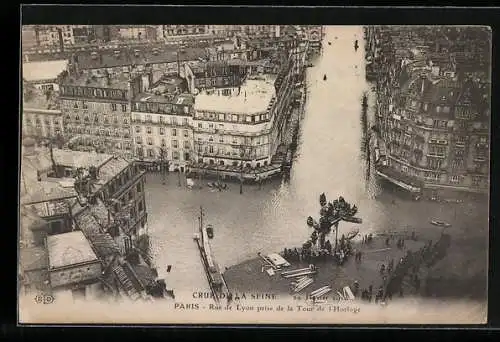 AK Paris, Crue de la Seine, Rue de Lyon prise de la Tour de l`Horloge