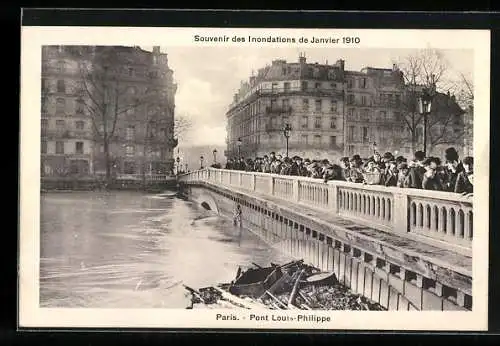 AK Paris, Inondations 1910, Pont Louis-Philippe