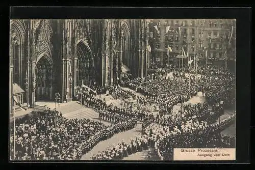 AK Köln a. Rh., XX. Intern. Eucharistischer Congress 1909, Grosse Prozession vor dem Dom