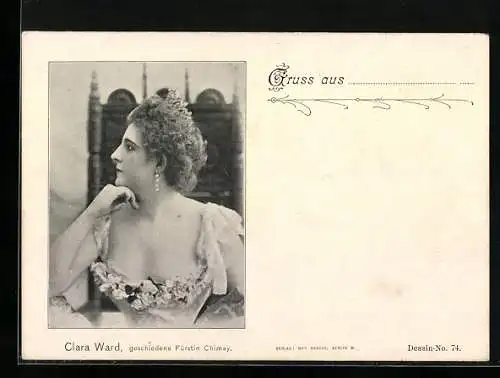 AK Clara Ward, geschiedene Fürstin Chimay