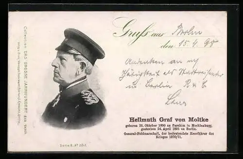 AK Hellmuth Graf von Moltke in Uniform mit Orden, Heerführer im Krieg 1970 /71