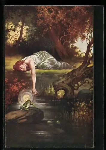 Künstler-AK sign. Daniel Hock: Der Froschkönig