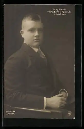 Foto-AK Walter Hahn, Nachfolger, Portrait Prinz Ernst Heinrich von Sachsen