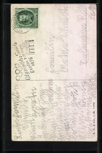 Künstler-AK Arthur Butcher: Frühlingsboten, Zwei Mädchen auf einer Blumenwiese