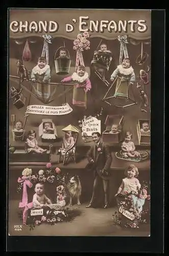 AK Fotomontage von Babys im Schaufenster