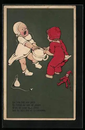AK Kinder streiten sich um das Töpfchen