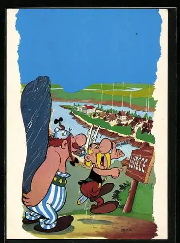 Künstler-AK Asterix und Obelix vor den Toren von Lutèce, Comic