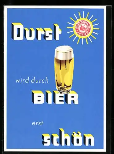 Künstler-AK Durst wird durch Bier erst schön - Brauerei-Werbung Ketschenburg-Bier