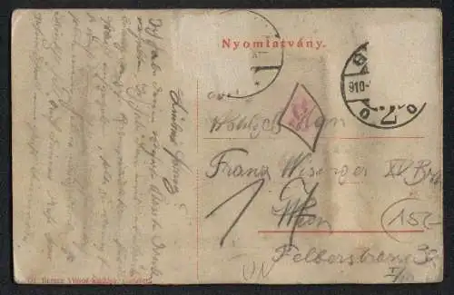 Leporello-AK Gyor, Vároháza, Székes templom, Kazinczy-utca, Royal-szálló, Erzsébet-tér