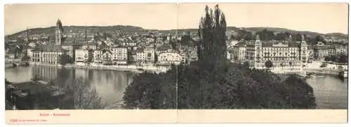 Klapp-AK Zürich, Panoramablick mit dem Sonnenquai