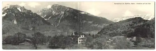 Klapp-AK Spiez, Das Sanatorium Dr. Spühler mit Blick auf den See