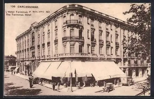 AK Carcassonne, L`Hôtel Terminus, F. Belin, arch.