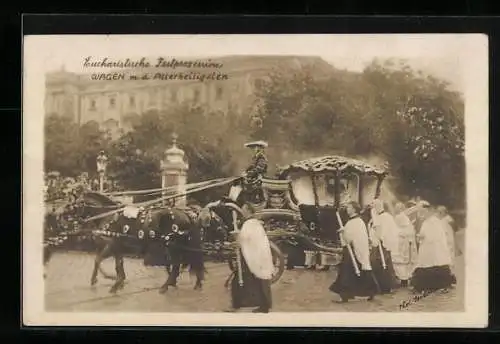 AK Wien, Eucharistische Prozession 1912, Wagen mit dem Allerheiligsten