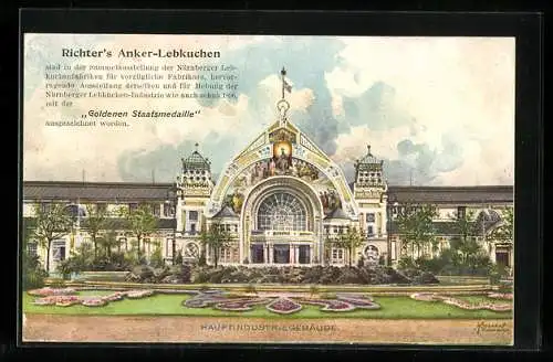 Künstler-AK Nürnberg, Bayer. Jubil.-Landes-Ausstellung 1906, Hauptindustriegebäude