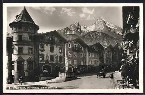 AK Berchtesgaden, Marktplatz mit Watzmann