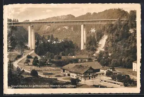 AK Weyarn, Mangfallbrücke der Reichsautobahn München-Landesgrenze, Gasthaus Brückmühle