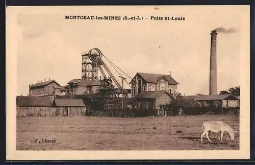 AK Montceau-les-Mines, Puits St-Louis avec cheminée et bâtiments industriels
