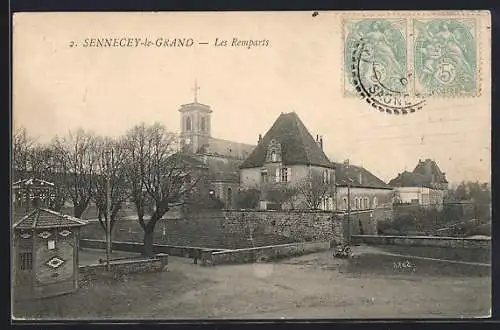 AK Sennecey-le-Grand, Les Remparts et l`église