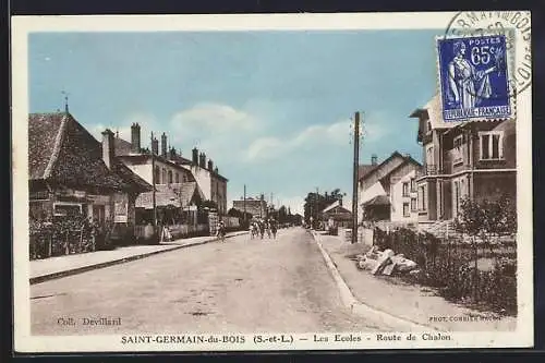 AK Saint-Germain-du-Bois, Les Écoles, Route de Chalon