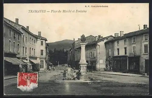 AK Tramayes, Place du Marché et Fontaine