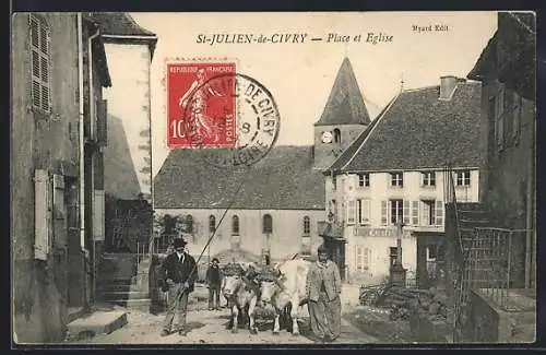 AK St-Julien-de-Civry, Place et Église