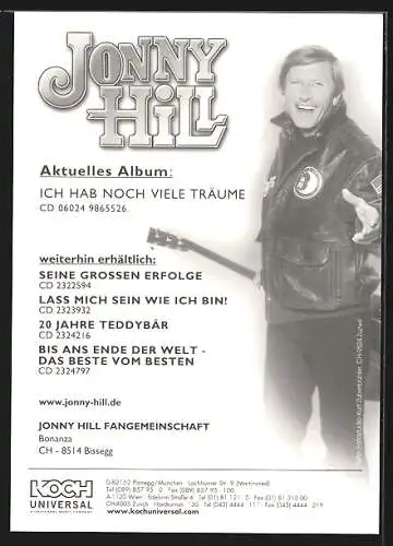 AK Musiker Jonny Hill posiert in Lederjacke an einem Auto, Autograph