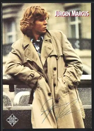 AK Musiker Jürgen Marcus im Trenchcoat mit original Autograph