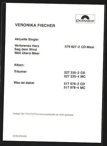 AK Musikerin Veronika Fischer inmitten von Blumen, original Autograph