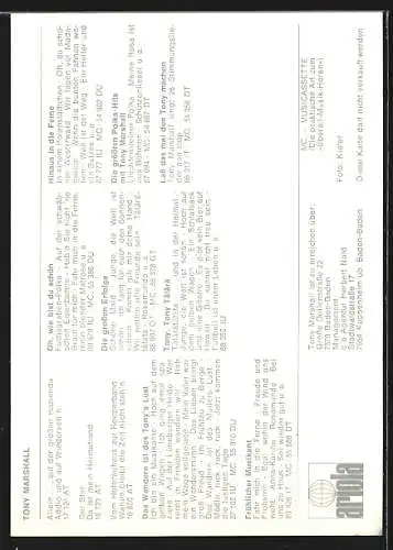 AK Musiker Tony Marshall auf einem Feld, original Autograph