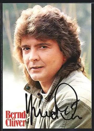 AK Musiker Bernd Clüver zur Seite schauend, Autograph