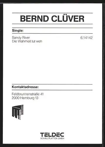 AK Musiker Bernd Clüver zur Seite schauend, Autograph