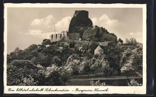 AK Schreckenstein, Das Elbetal, Burgruine Kamaik