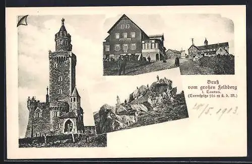 AK Feldberg i. Taunus, Grosser Feldberg mit Gasthaus und Turm