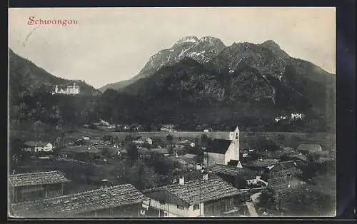 AK Schwangau, Ortsansicht mit Kirche