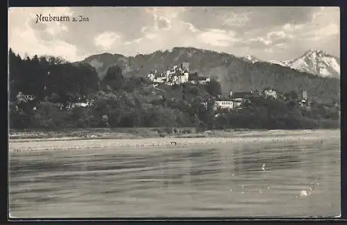 AK Neubeuern a. Inn, Ortsansicht vom Wasser aus