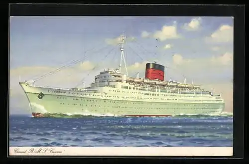 AK Passagierschiff R.M.S. Caronia pflügt durch die Wellen, Cunard Line