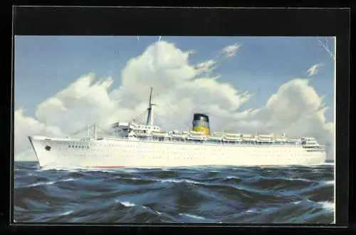 AK Passagierschiff Q.S.S. Arkadia auf stürmischer See, Greek Line