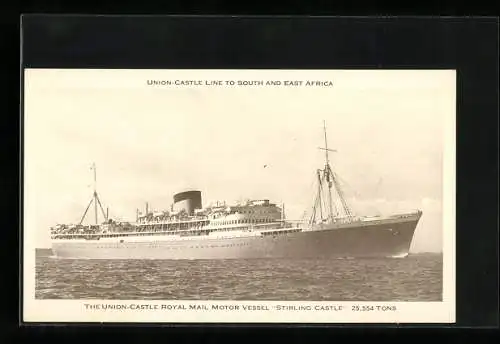 AK Passagierschiff RMMV Stirling Castle, Union-Castle Line to South and East Africa