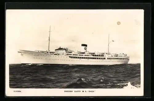 AK Passagierschiff MS Saga auf hoher See, Swedish Lloyd