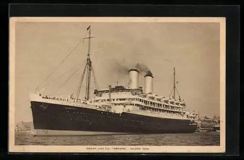 AK Passagierschiff SS Orontes verlässt den Hafen, Orient Line
