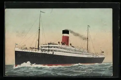 AK Passagierschiff RMS Virginian pflügt durch das offene Meer
