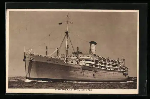 AK Passagierschiff RMS Orion nahe der Küste, Orient Line