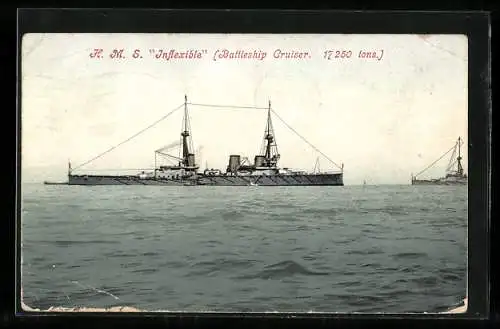 AK Kriegsschiff HMS Inflexible, Battleship Cruiser auf hoher See