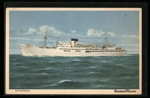 AK Passagierschiff SS Patricia auf hoher See, Swedish Lloyd