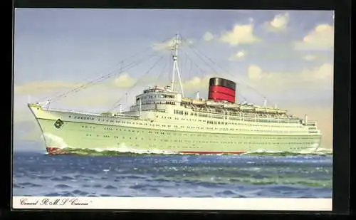 AK Passagierschiff R.M.S. Caronia auf hoher See, Cunard Line