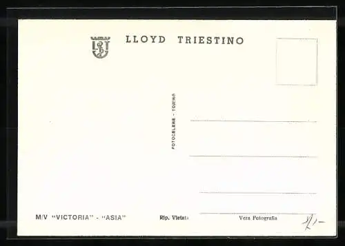 AK Passagierschiff MV Victoria auf offenem Meer, Lloyd Triestino
