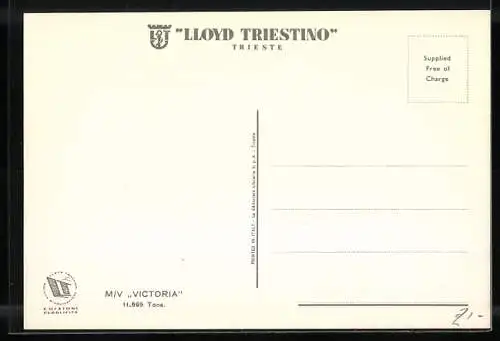 Künstler-AK Passagierschiff MV Victoria auf hoher See, Lloyd Triestino